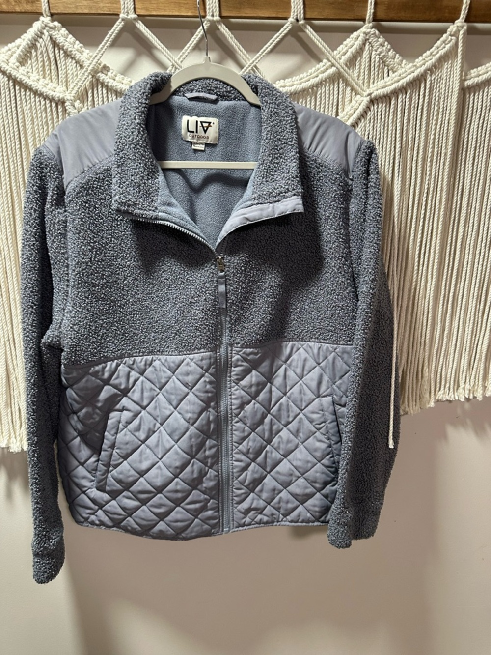 LIV Quilted Teddy Jacket in Gray